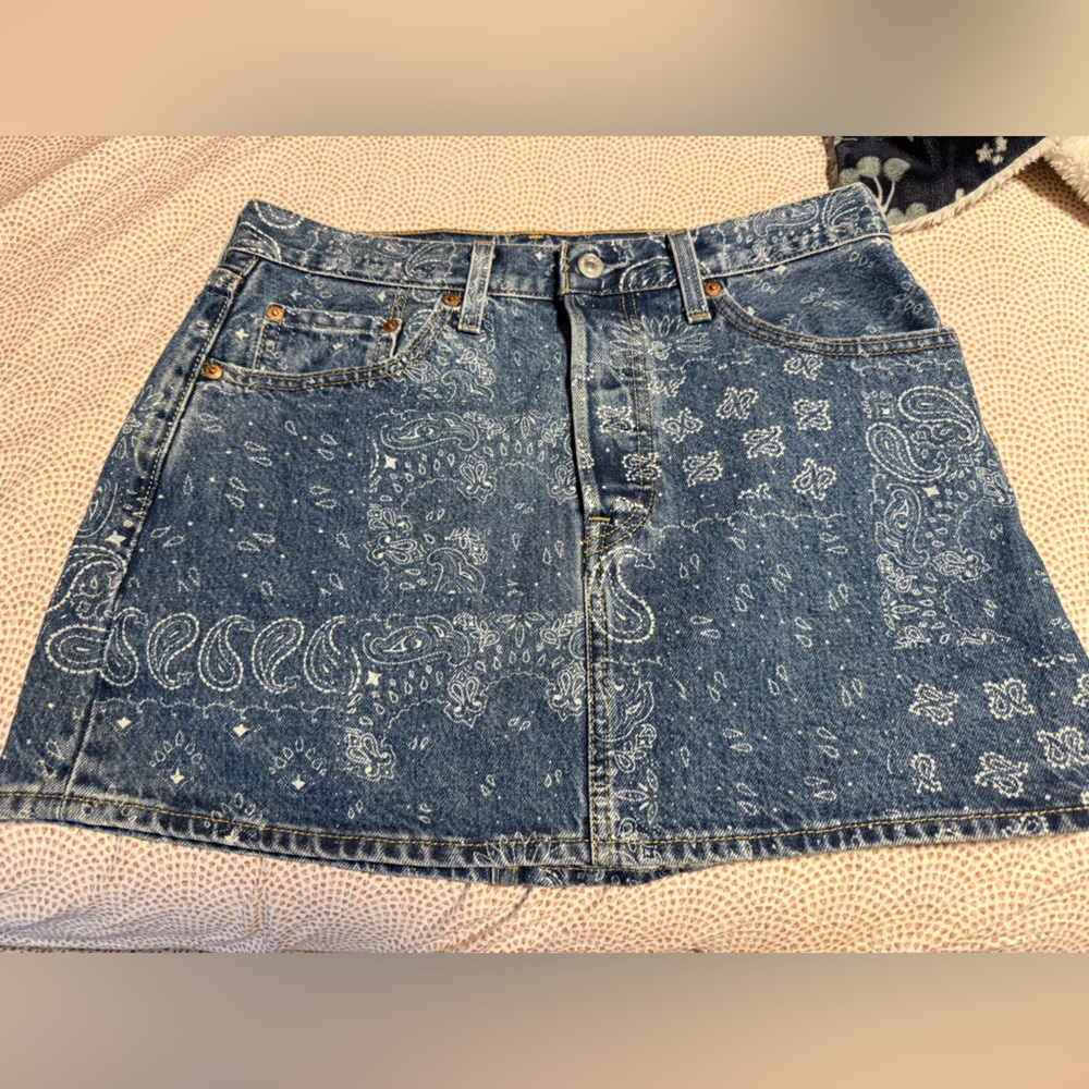 Levi's Denim Skirt with Paisley Design